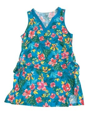 Land’s End women’s Cotton Jersey Notch Neck Tropical print size 1X